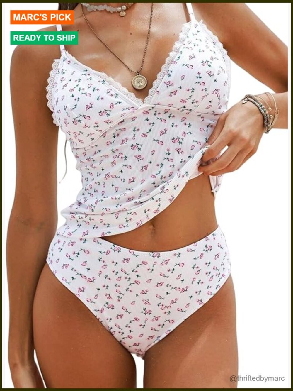 Women's Tankini Set Tummy Control V Neck Tie Side Thong Bikini